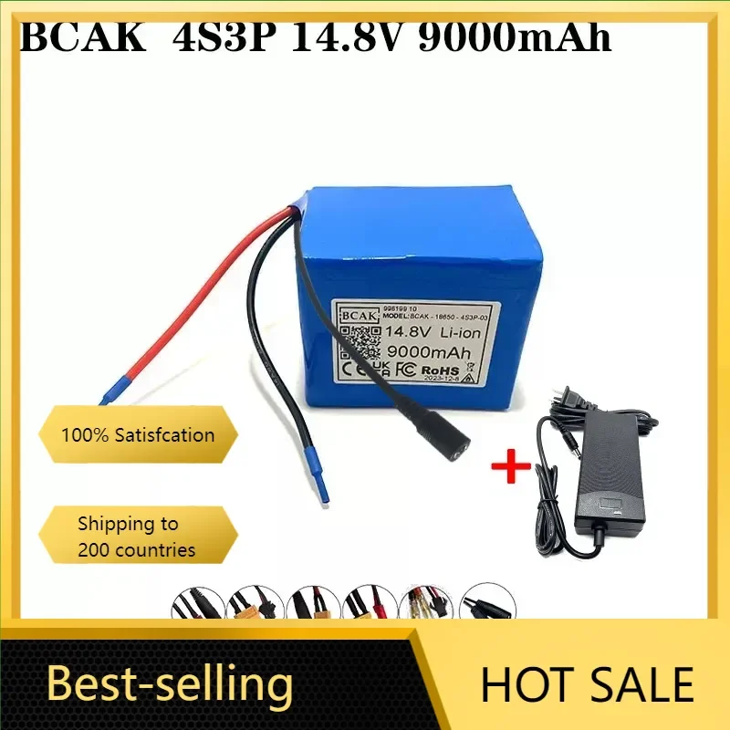 

14.8V 9000mAh Li-ion Battery Pack 4S3P BMS for Electric Cordless Spin Mop Sweeper Vacuum Cleaner Solar Street Light