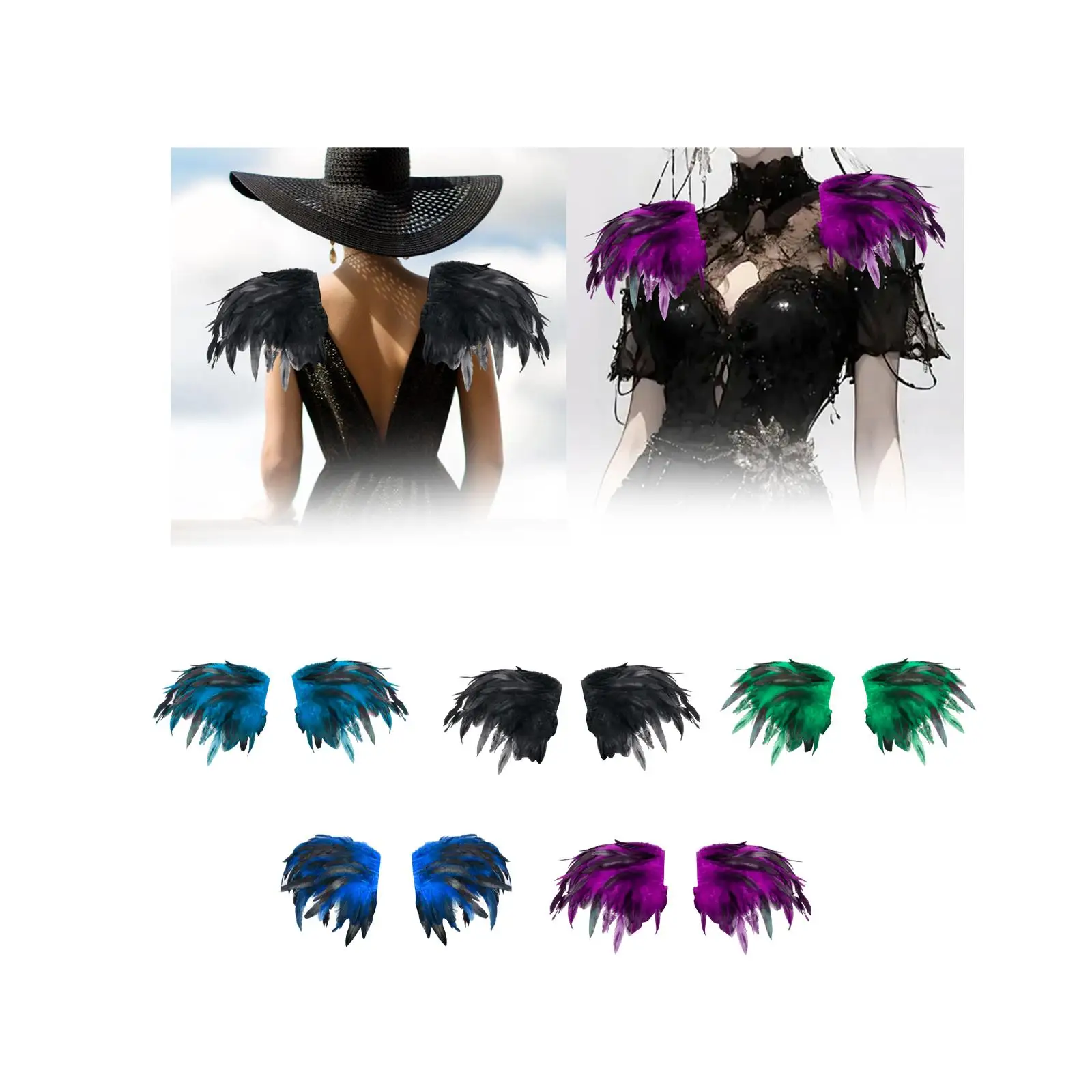 

Шаль из искусственных перьев, готическая накидка на плечо для выступлений, выпускного вечера, праздника