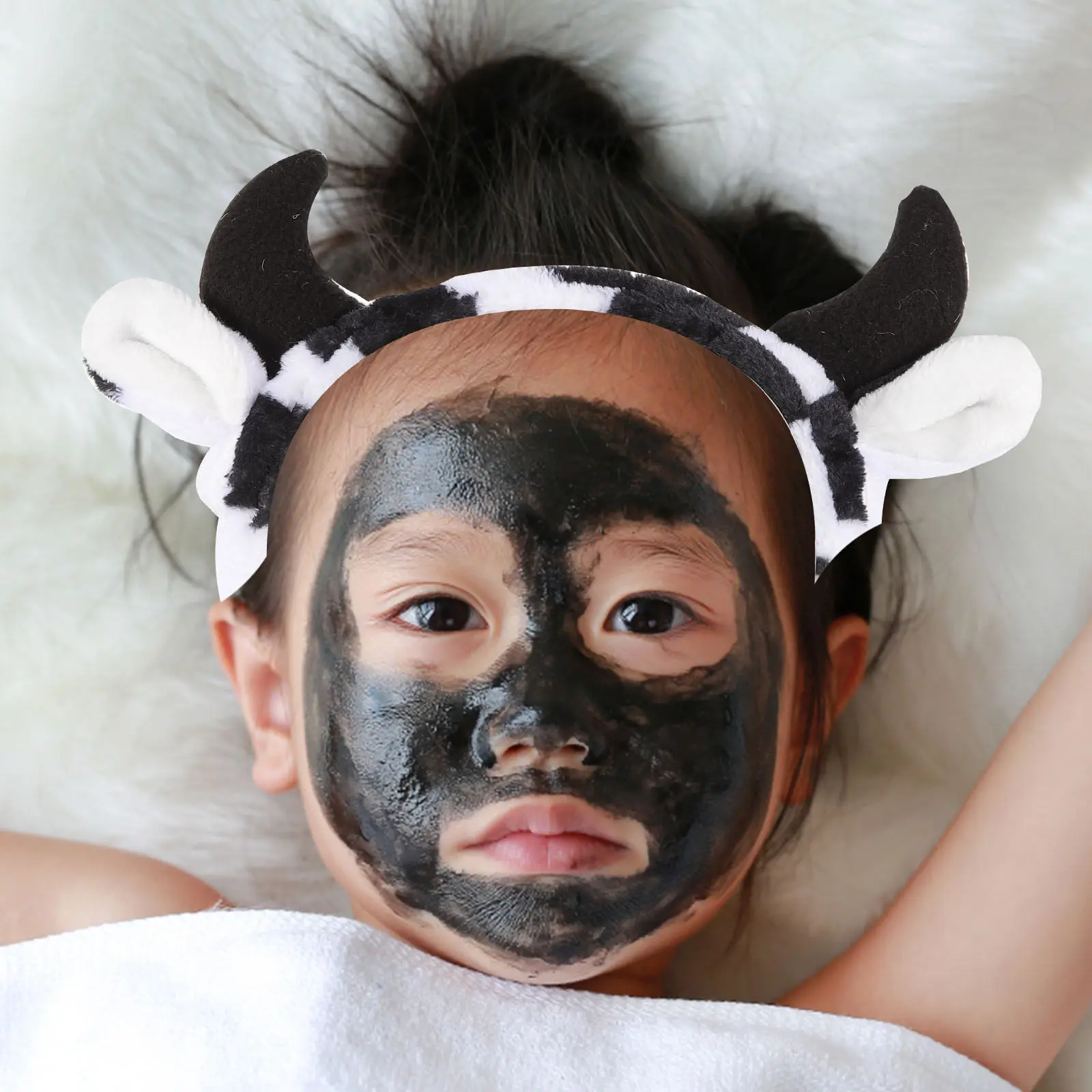 

2Pcs Animal Ear Horn Headband for Women Soft Elastic Skincare Headband for Face Washing Makeup Facial Spa Cute Cartoon Hair