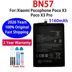 2026 High Quality 100% Original New  BN57 5160mAh Phone Battery For Xiaomi Pocophone X3 Poco X3 Pro Replacement Batteries