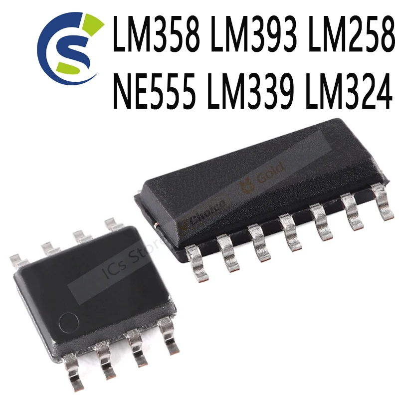 50 pz SOP SMD LM258DR LM358DR LM324DR LM339DR LM393DR NE555DR circuito amplificatore LM358 LM393 LM258 NE555 LM339 LM324