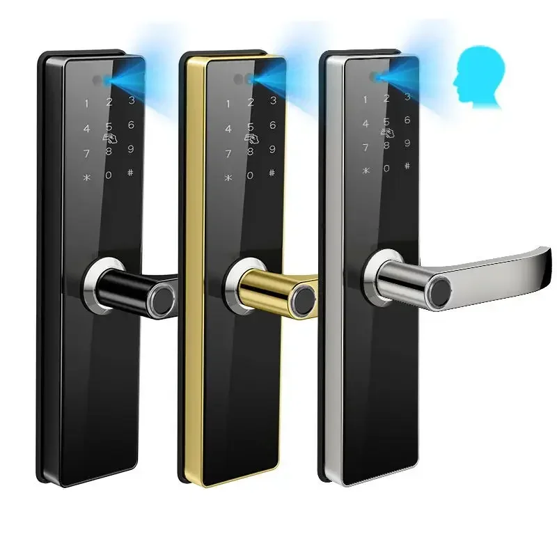 Facial recognition smart fingerprint lock Home indoor wooden door Remote visual cat eye electronic password lock