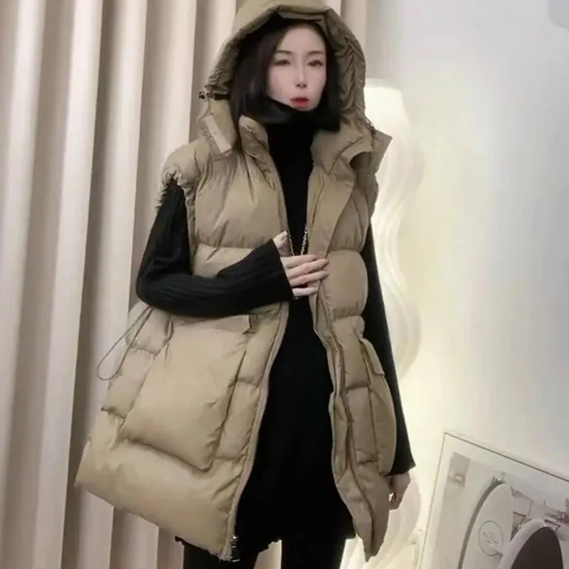 Rompi Wanita Model Puffer 2025 Musim Gugur Musim Dingin Kasual Berbahan Katun Tebal Model Korea Ukuran Besar 4XL Tanpa Lengan