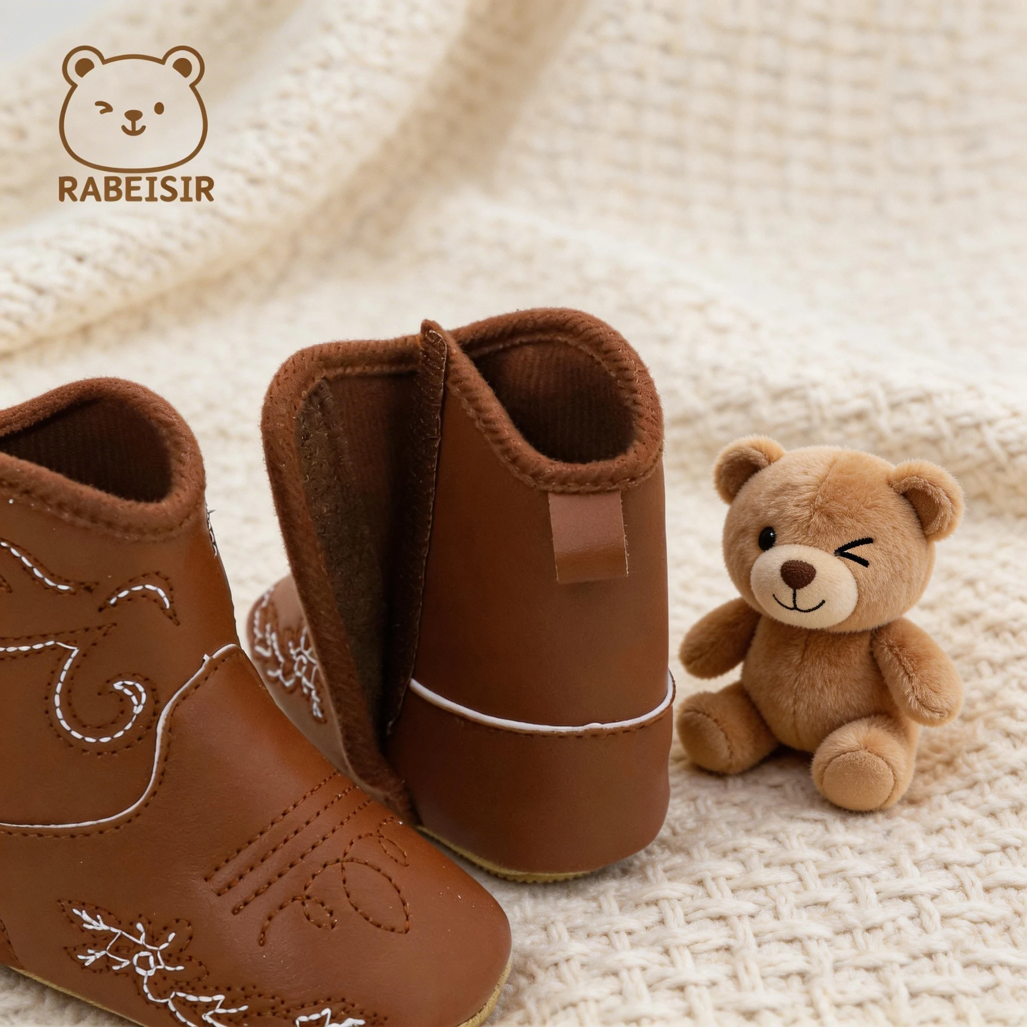 Vintage Embroidered Baby Cowboy Boots, Classic Western Style with Side Opening, Lightweight Soft-Soled Baby Walking Shoes