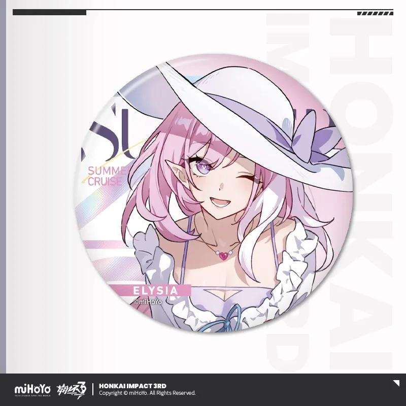 Pre Sale miHoYo Official Genuine Honkai Impact 3 Leisurely Summer Series Fifth Edition Tinplate Badge Elysia Kiana Cosplay Anime