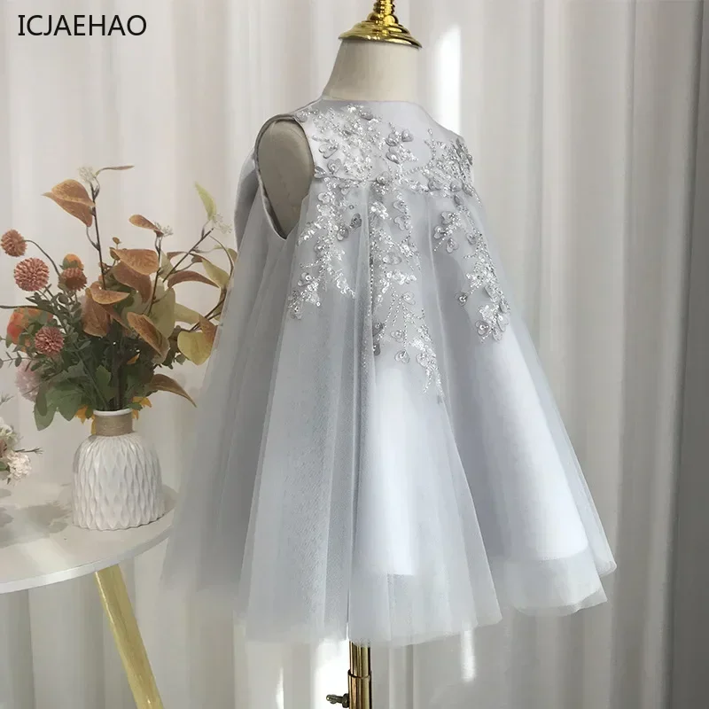 2025 Girls Dress 4 Years Designer Elegant Evening Dresses Kids Girl Sequined with Big for Party and Wedding Formal Puff Princess