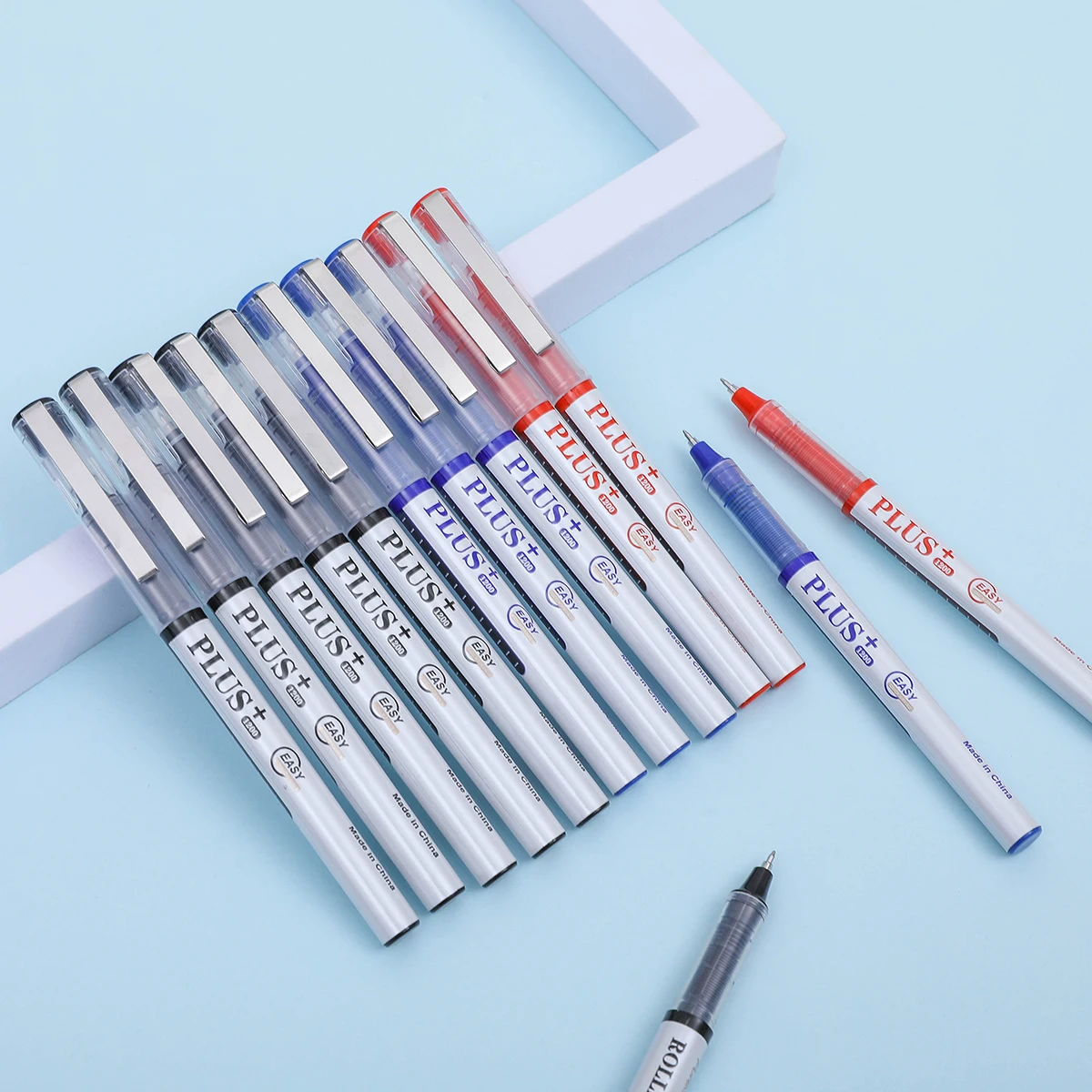 

10Pcs/set Gel Pens Straight Liquid Ballpoint Pen 0.5mm High Quality Stationery School Office Supplies Writing