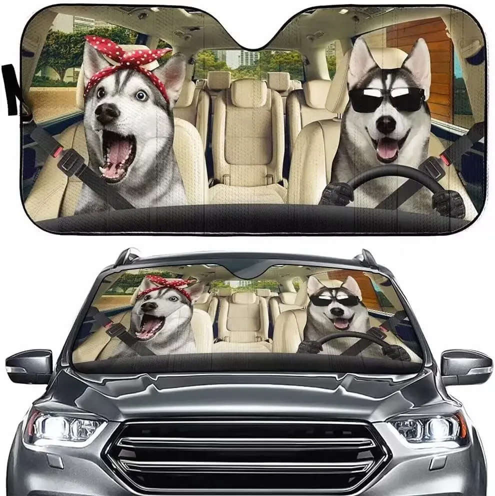 

Greture Husky Dog Windshield Sun Shade for Car SUV Truck Front Window Sun Shade Visor Shield Cover 57x27.5 Inches,Car sunshade5.