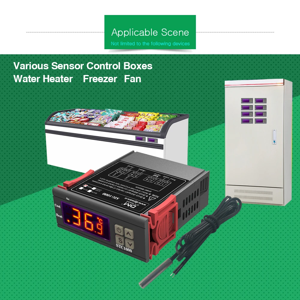 STC-1000 Digitaler Temperaturregler AC 110-220V DC12V 24V NTC-Sensor Rote Anzeige -50~99 ° C Messbereich Relaisausgang – Detail 5