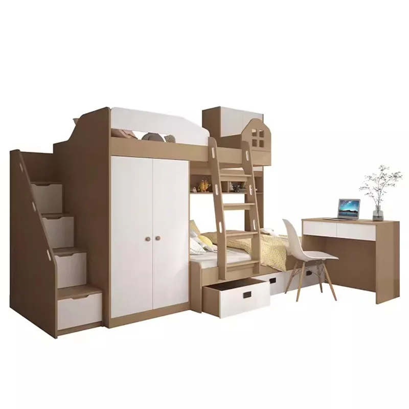 

Small apartment children's high and low bed multi-functional upper and lower bunk mother with desk wardrobe