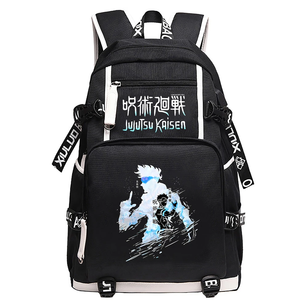 

Jujutsu Kaisen Cartoon School Bags Oxford Teenagers Bookbag USB Port Laptop Backpack Women Anime Unisex Travel Bagpack