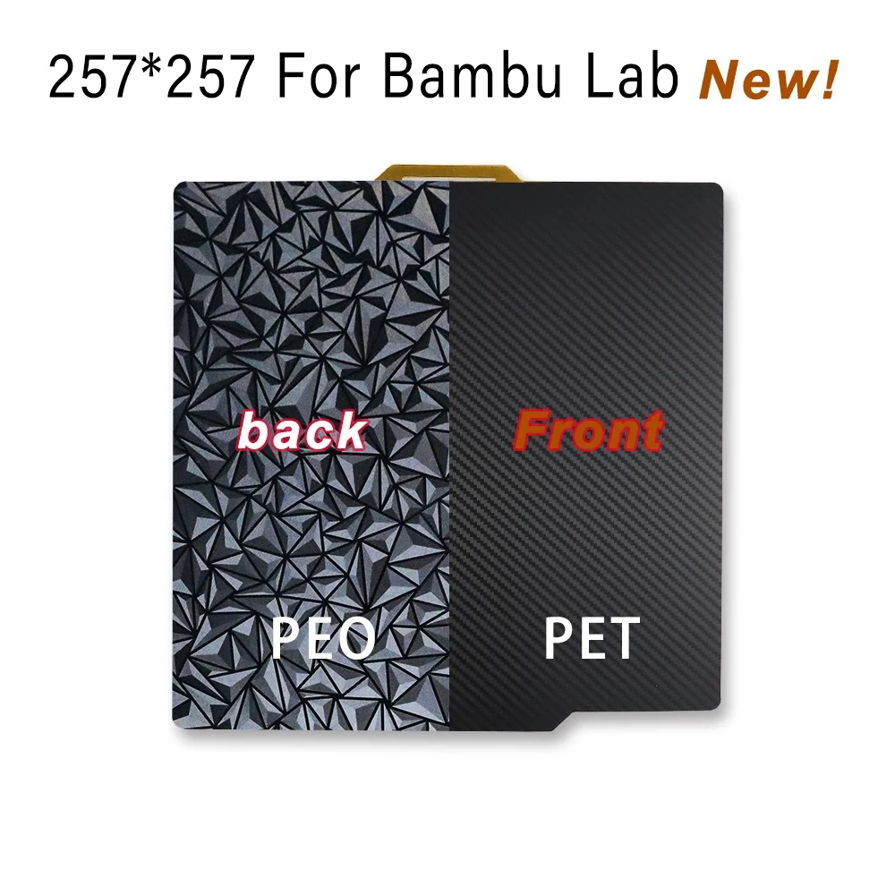 For Bambu Lab x1 p1p Build Plate PEI PET PEO PEY Sheet 257x257mm Bed Upgrade Texture PEI Double Sided Spring Steel