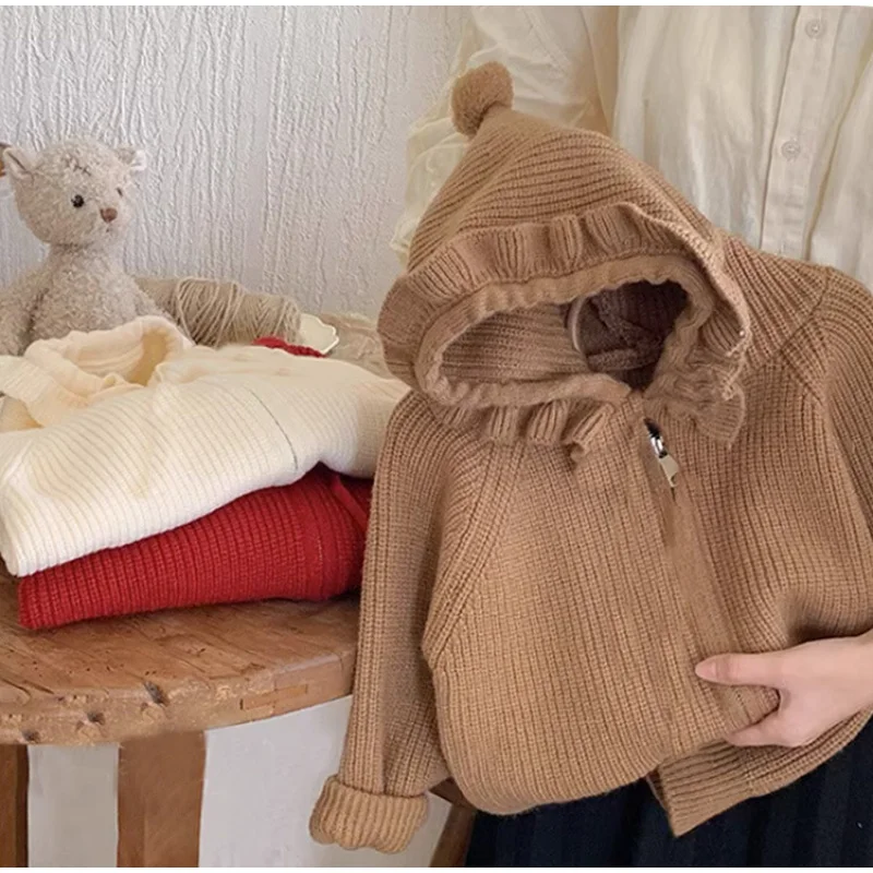 

South Korea Children's Clothing Girls' Autumn and Winter Sweater New Medium and Large Children's Fashionable Hooded Sweater