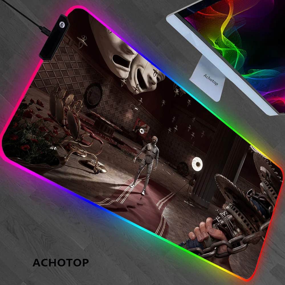 

LED Light Gaming Mouse Pad Atomic Heart Large Mousepad RGB Backlit Carpet Notebook Office Carpets Rubber Waterproof Mat Mausepad