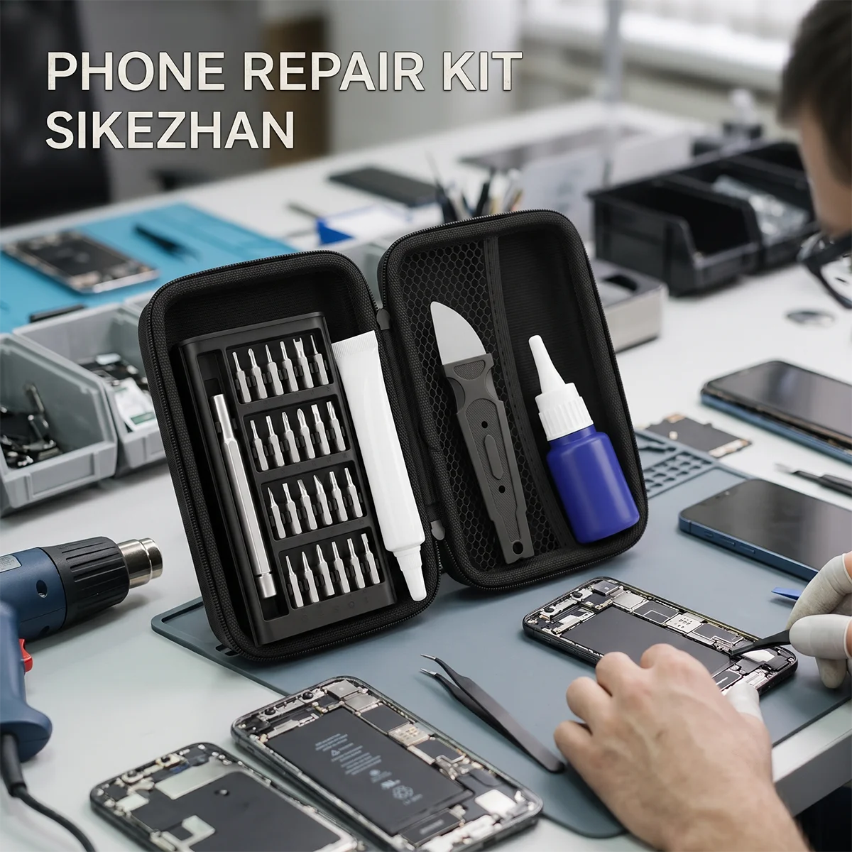 SIKEZHAN Professional Phone Repair Kit with Adhesive Debonder & Screwdrivers for Screen & Battery Replacement
