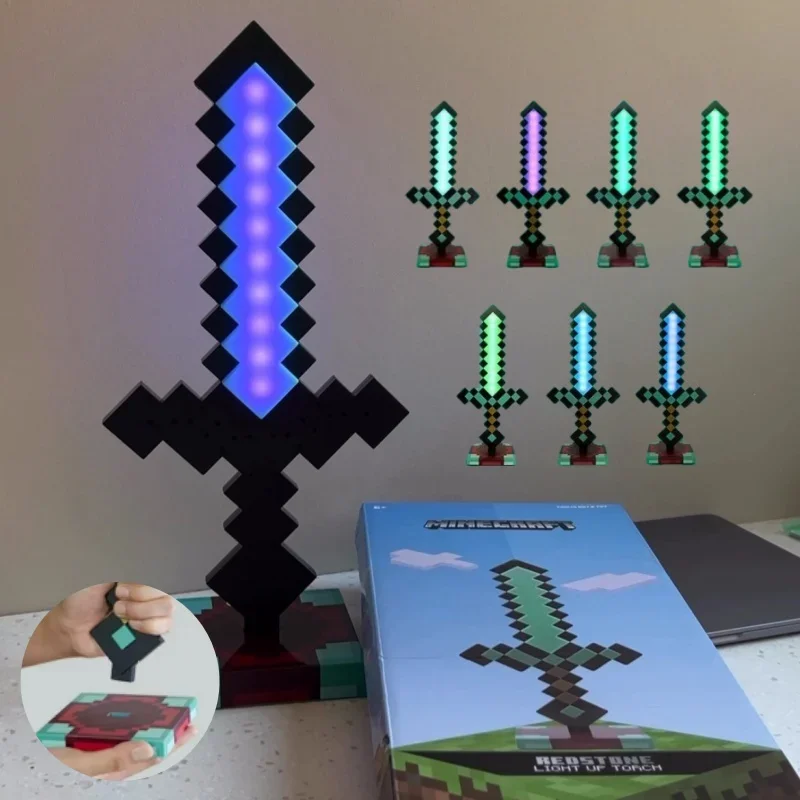 Espada de diamante del nuevo mundo, adorno de luz nocturna, espada que cambia de Color, accesorios de juego, modelo de regalo, lámpara de escritorio, regalo