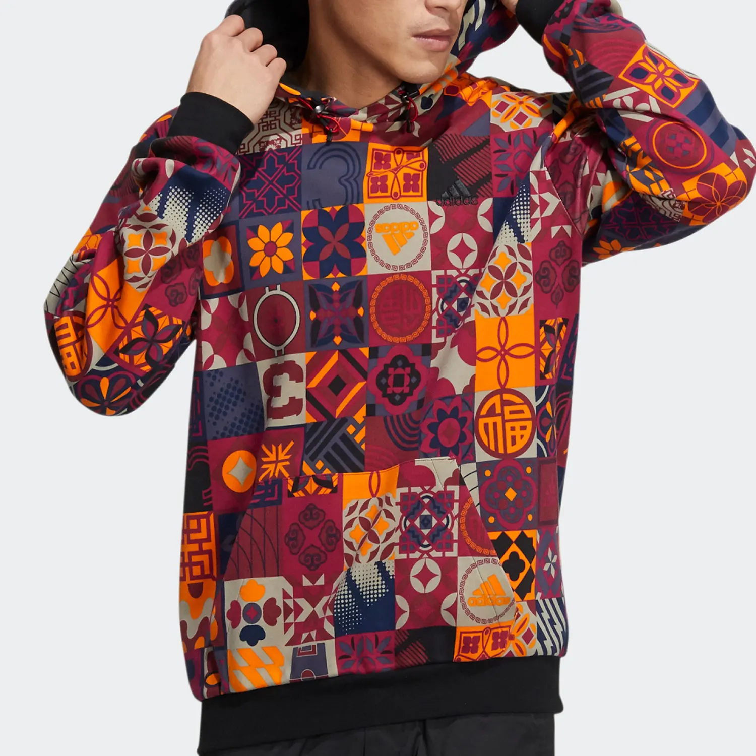 

Adidas genuine men's CNY knitted comfortable casual hooded pullover HI3286