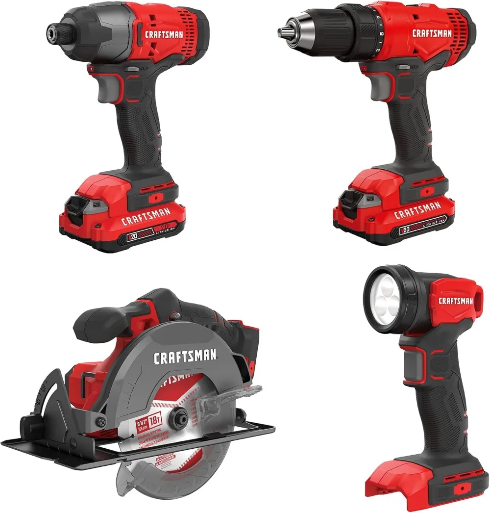 V20 MAX Power Tool Combo Kit, 4-Tool Cordless Power Tool Set (CMCK401D2AM)