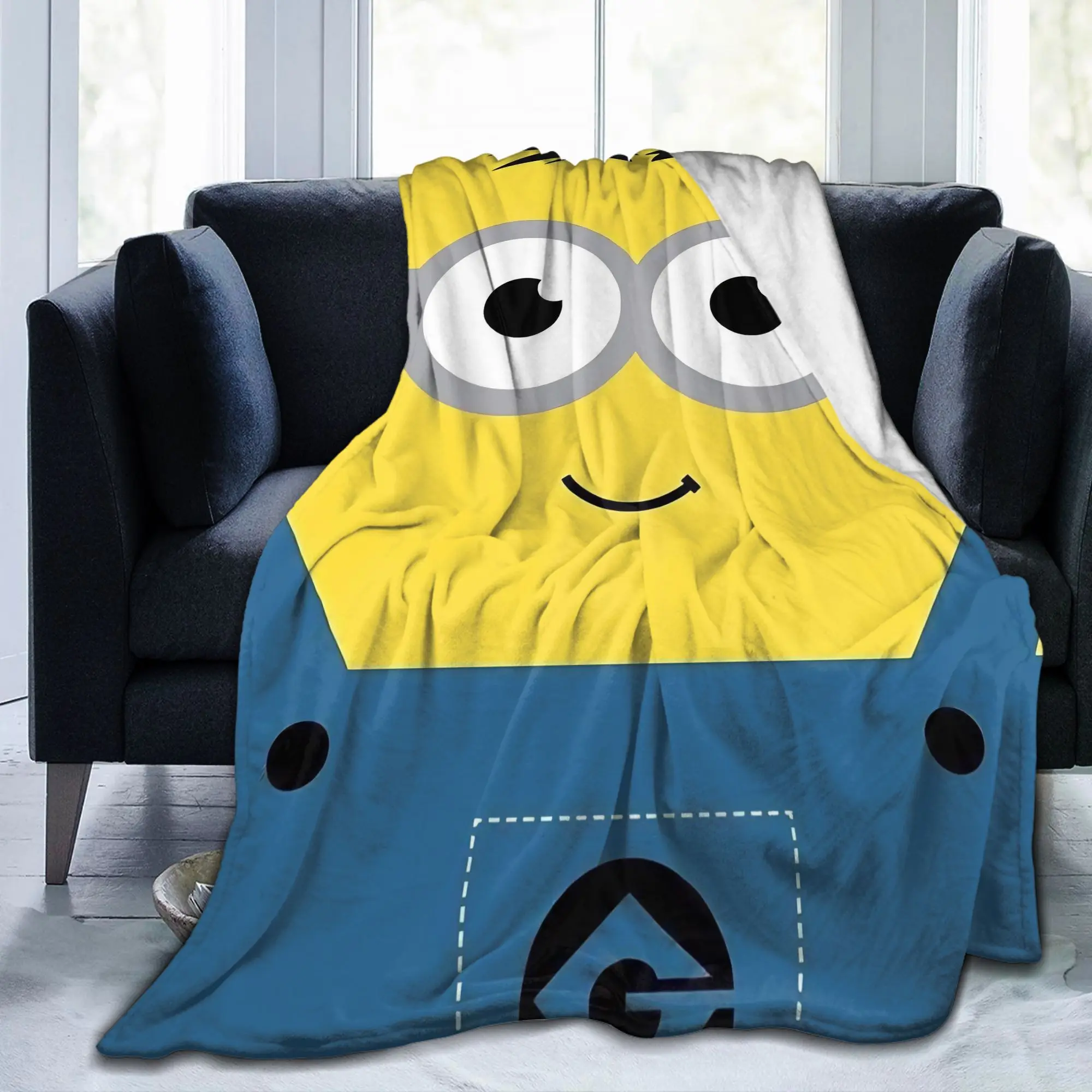 M-Minions-s Cartoon Blanket Fleece Printed   Multifunction Super Warm Throw Blankets for Sofa Bedroom Bedding Throws