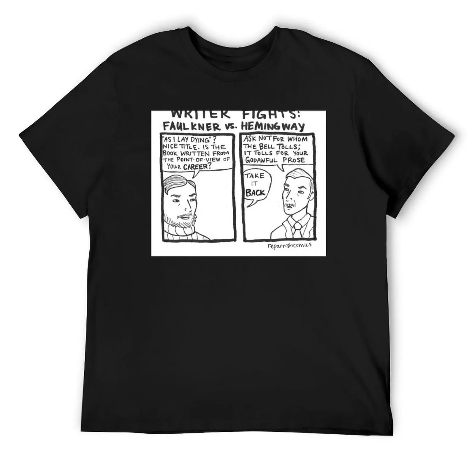 Writer Fights - Faulkner vs Hemingway T-Shirt tops cute tops blacks heavyweights mens graphic t-shirts