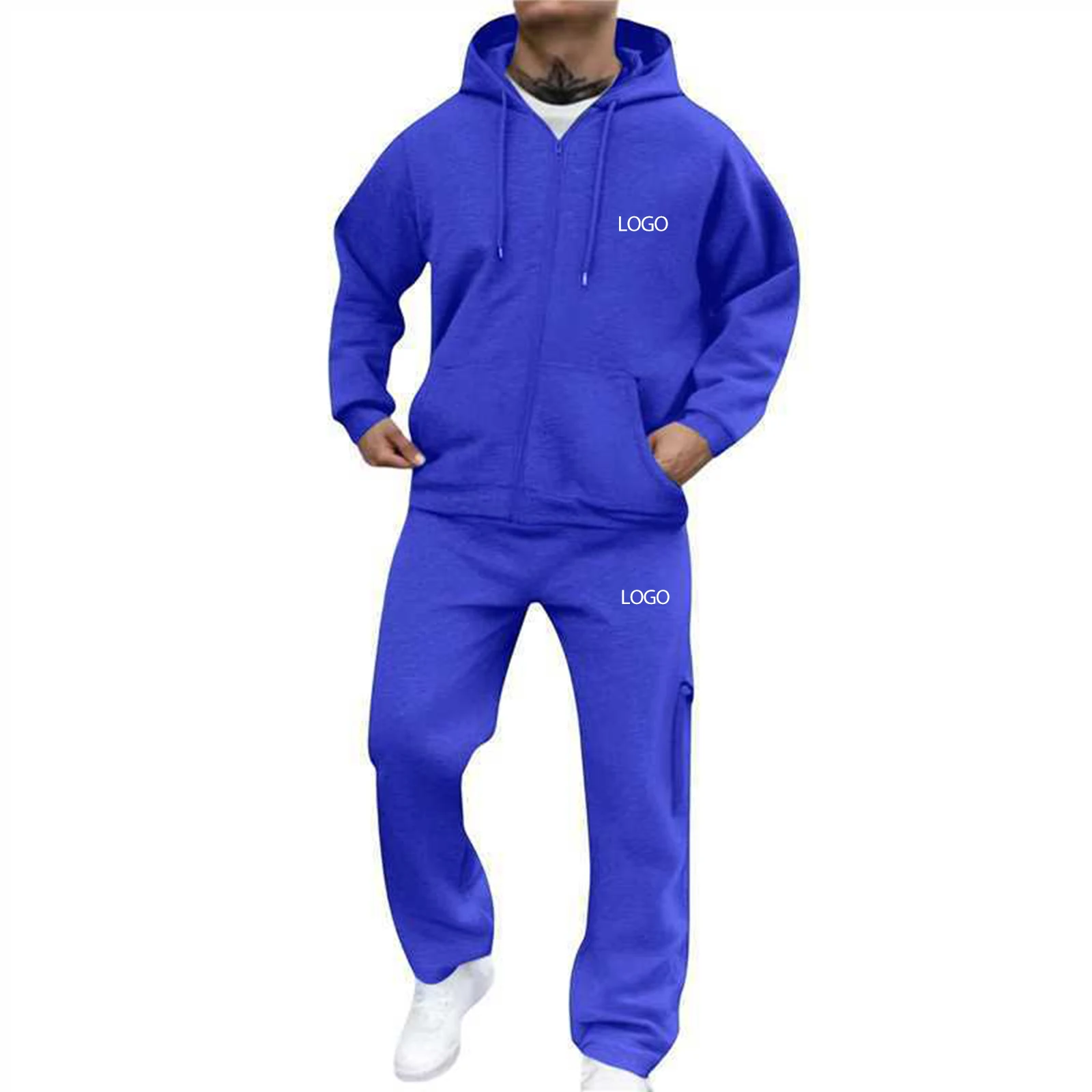 Individuell bedruckter Herren-Trainingsanzug, 2-teiliges Set, Kapuzenpullover mit Reißverschluss, Jogginghose, Sportbekleidung, Trainings-, Lauf-, Jogging- und Freizeitoutfit – Detail 10
