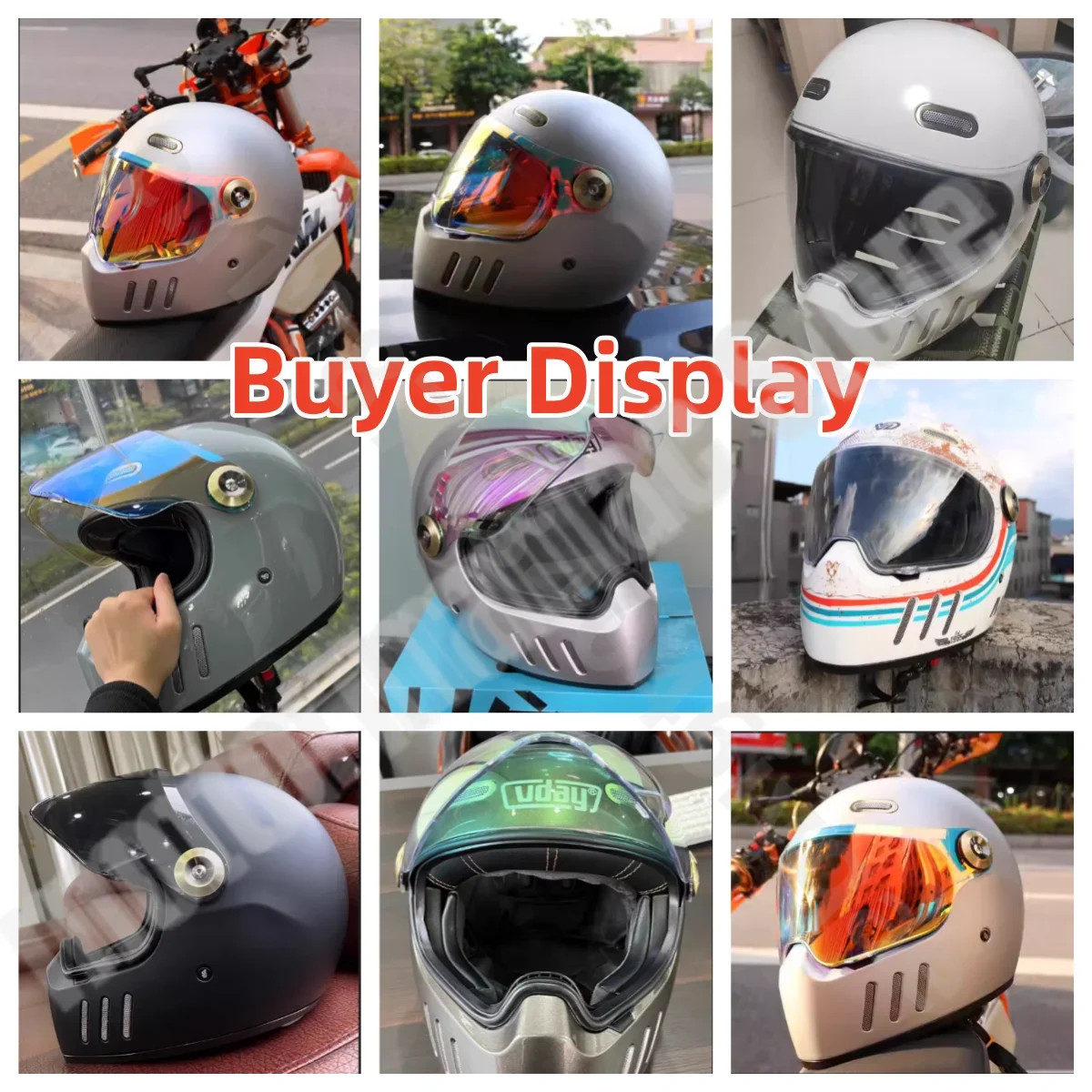 VD-Casco Retro para motocicleta, protector de cabeza completo, transpirable, con lente de Color Universal, para las cuatro estaciones