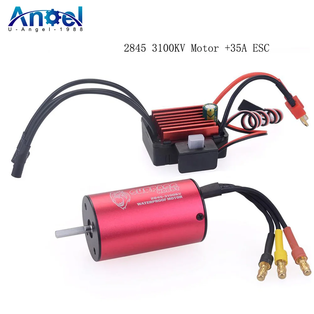 Surpass Hobby 2845 3100KV Waterproof Sensorless Brushless Motor with 35A Brushless ESC for 1:12 RC Car Model