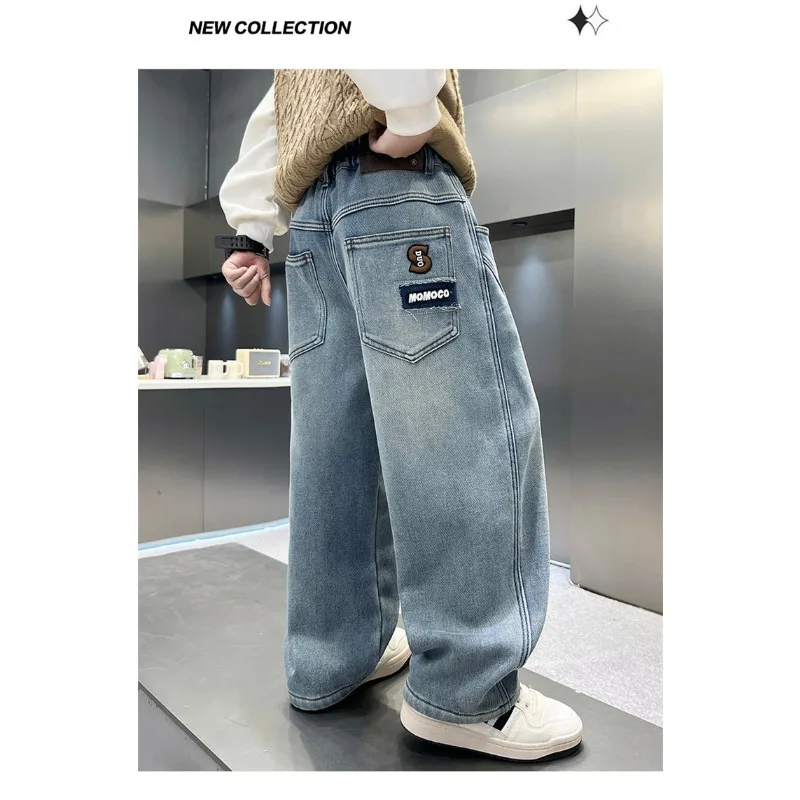 Herbst Kinder Jungen Jeans UNITIM Vielseitige Taschen Junge Teenager Jungen Gerade Hosen Lose Elastische Taille 4-14 Jahre Jungen Freizeithose – Detail 10