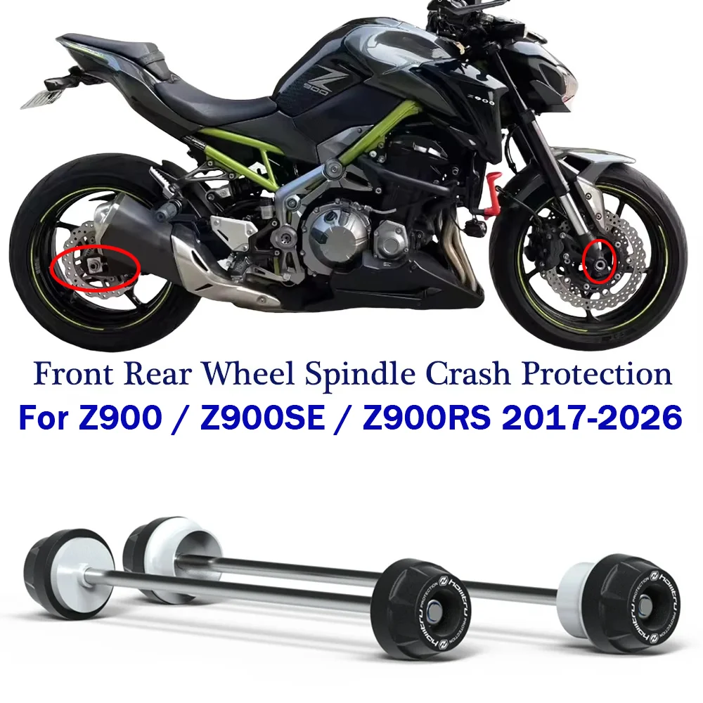 

Z900 2026 Motorcycle Front Rear Axle Sliders Wheel Protection For Kawasaki z900 Z900/RS/SE 2017-2022 2023 Floor landing device