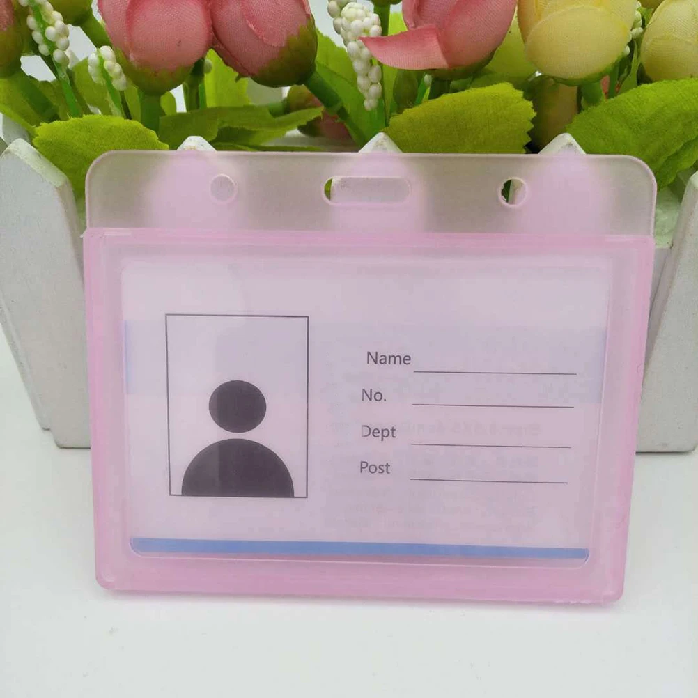 

10pcs Waterproof Id Holder Scratch Resistant Weatherproof Badge Case For Office School Lanyard Use Colored Random Design