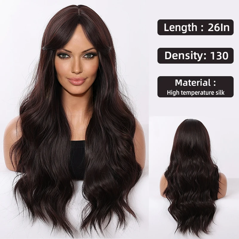 

Wig Eight-figure Bangs Big Waves Long Curly Hair Women Daily Black And Brown Wig Head Cover The whole Wig Head Cover Fashion Wig