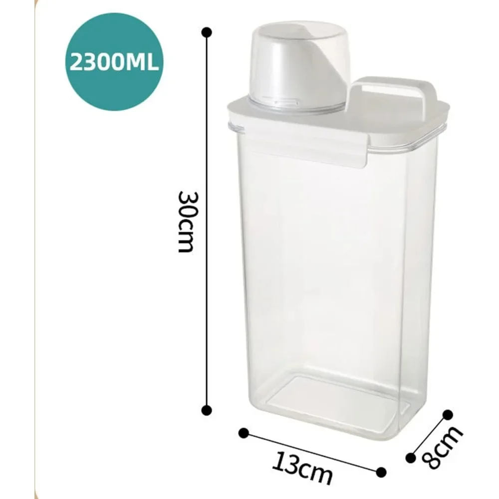 Sealed Laundry Detergent Dispenser with Measuring Cup, Laundry Detergent Container Storage Bucket, Laundry Detergent Box, 2300mL