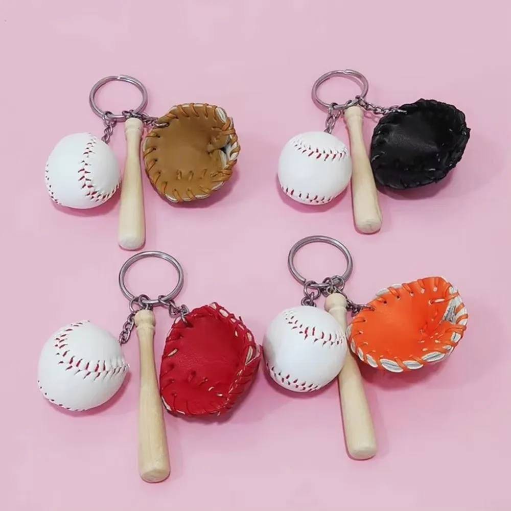Personalized Baseball Glove Keychain PU Leather Ornaments Bag Hanging Decorations Multiple Color Car Key Ring DIY Decoration