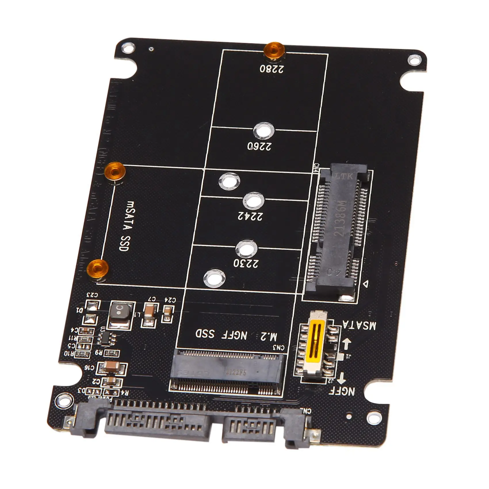 T35C 2X M.2 NGFF MSATA To USB 3.0 Adapter Converter Reader Card With SATA Cable Portable Flash Drive Support SATA SSD