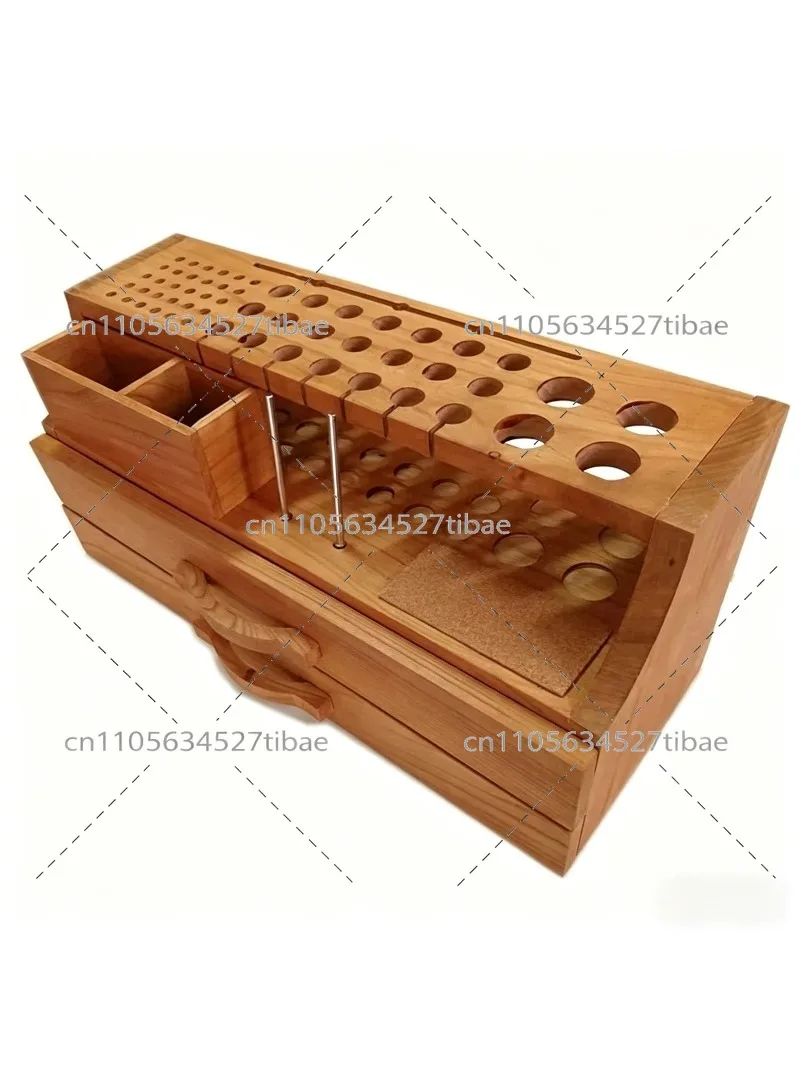 Handmade Leather Craft Engraving Cutting Tools Double Drawer High End Elm Storage Rack Practical Leather Tool Holder