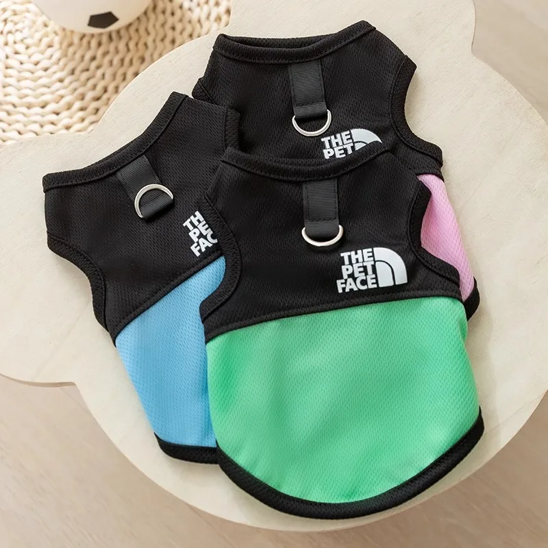 

Maltese Letter Printed Vest Breathable Mesh Dog Clothes Clashing Color Casual Wind Pet T-Shirt Teddy Summer Sleeveless Clothes