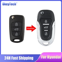 OkeyTech-carcasa de mando a distancia para coche, repuesto plegable de 3 botones para Hyundai Solaris Accent Elantra Fit Kia Morning Bongo