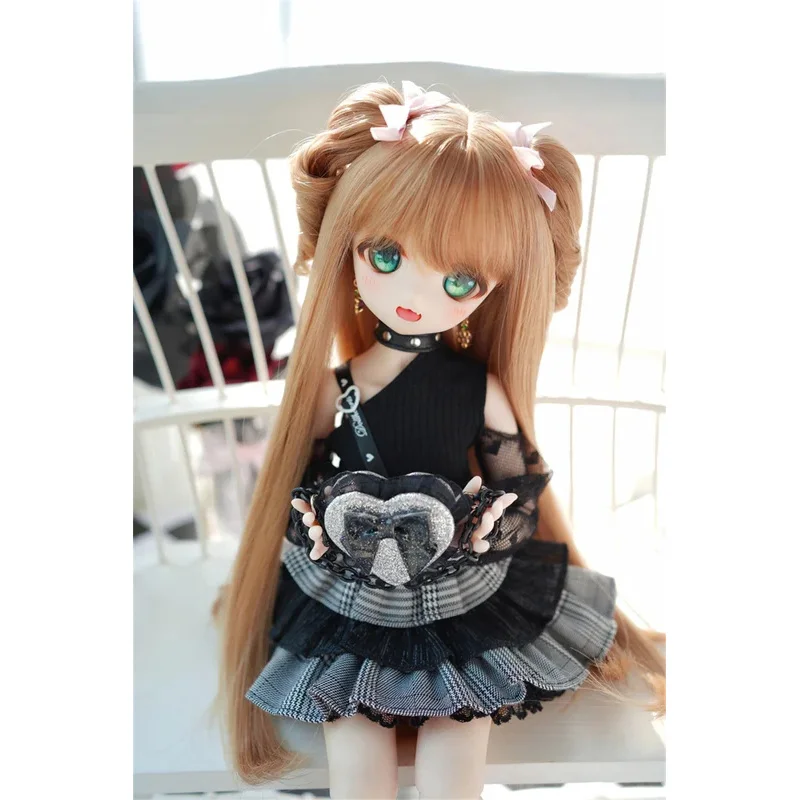 

BJD/DD/SD Toys Doll Wig 1/3 1/4 1/6 Daily Girls High Temperature Silk Pink Green In Stock Cute Long Hair bjd Doll Accessories