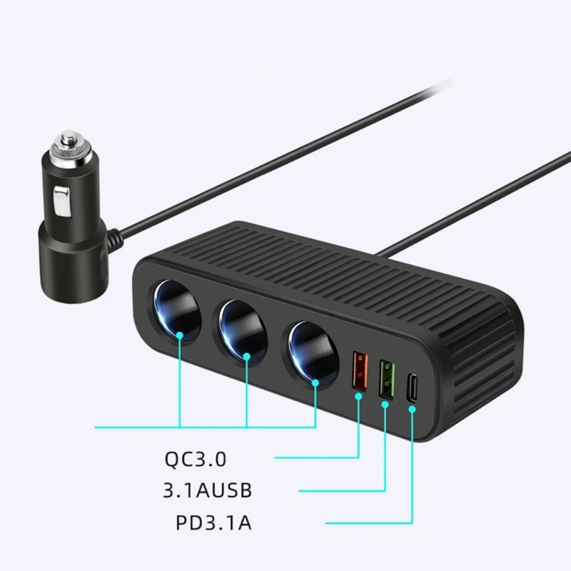 

A2BF Three Way Car Power Outlet Car Power Splitter for Simultaneous Device Charging
