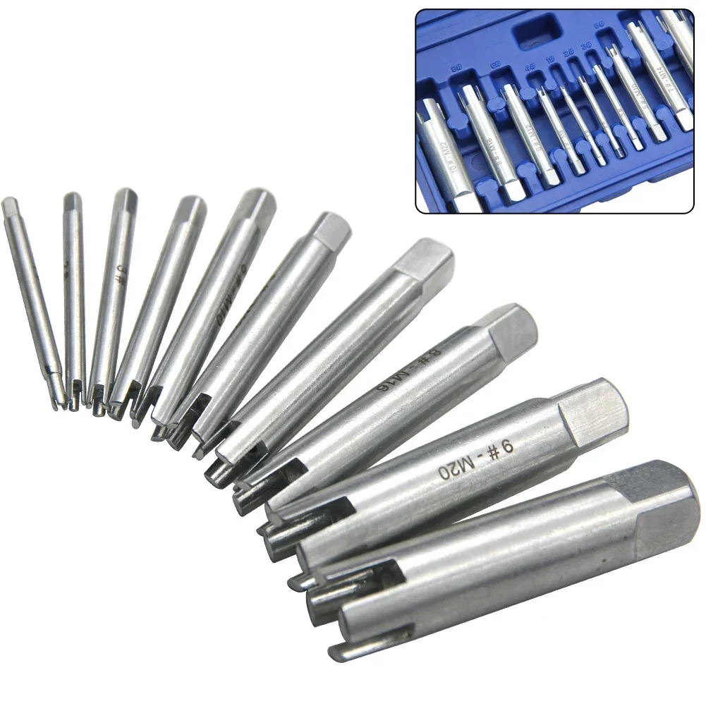 10pcs Set M-4-M22 Screw Tap Extractor Steel Broken Head Screw Removal Tools For Remove Stripped Damaged Screw Tap Hand Tool