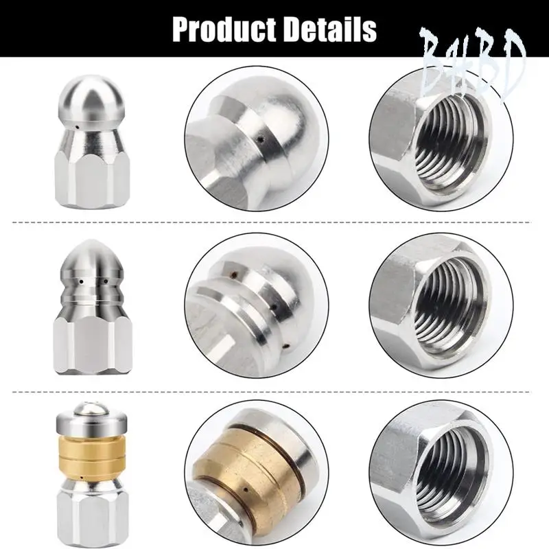 

Sewer Jetter Nozzle For Pressure Washer,Drain Cleaning Nozzle Tips Kit For Drain Jetter Hose,1/4In Quick Connect,5000PSI Durable
