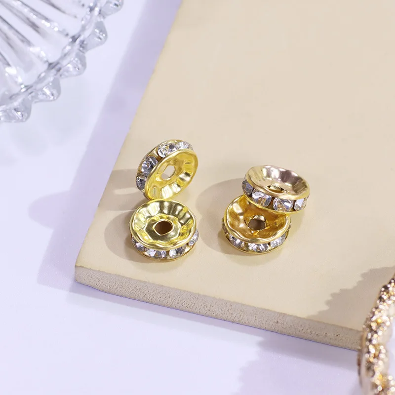 الماس الدائري حبة سوار مع الماس كريستال حافة مسطحة حجر الراين حلقة واحدة مختلط اللون متعدد الألوان Diy مجوهرات اكسسوارات