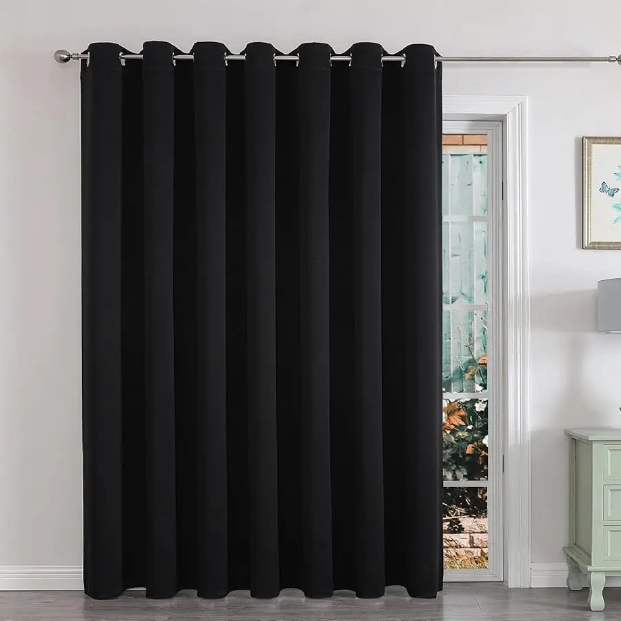 

Blackout Patio Sliding Door Curtains 84 Inches Long, Grommet Pri acy Room Di ider Curtains, Extra Wide Thermal Blackout Drapes f