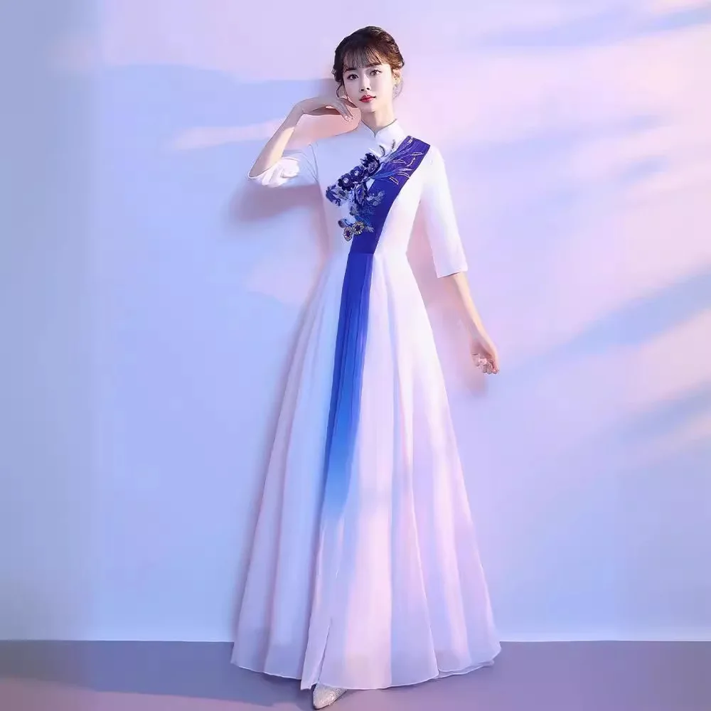 Robe de Soirée de Style Chinois, Vêtements de Spectacle sur Scène, Nouvelle Collection