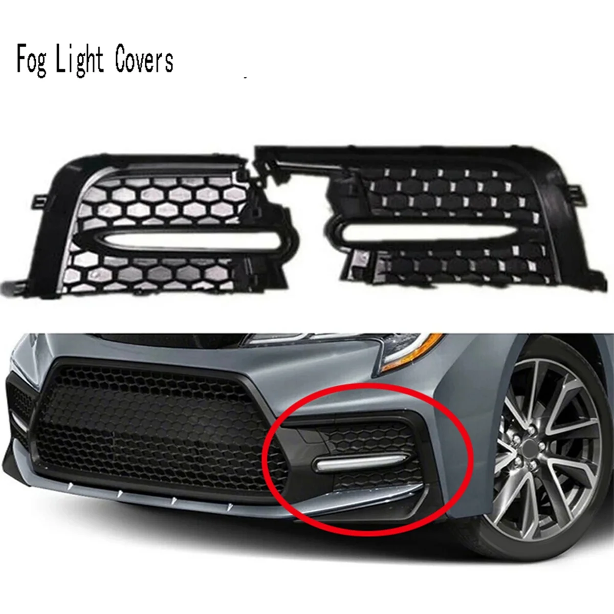 For Toyota Corolla Sedan SE XSE 4-Door 2020 Front Fog Light Covers Bezel Fog Light Grille