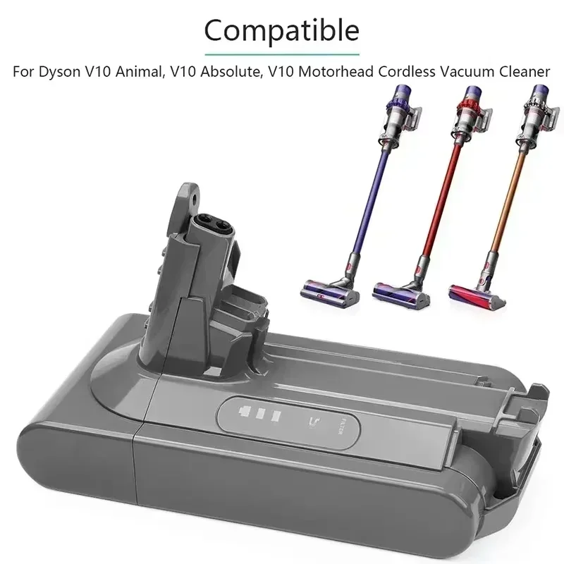 

Suitable for charging Dyson V10 cordless vacuum cleaner battery, V10 animal absolute fluffy,large capacity 25.2V12800mAh battery