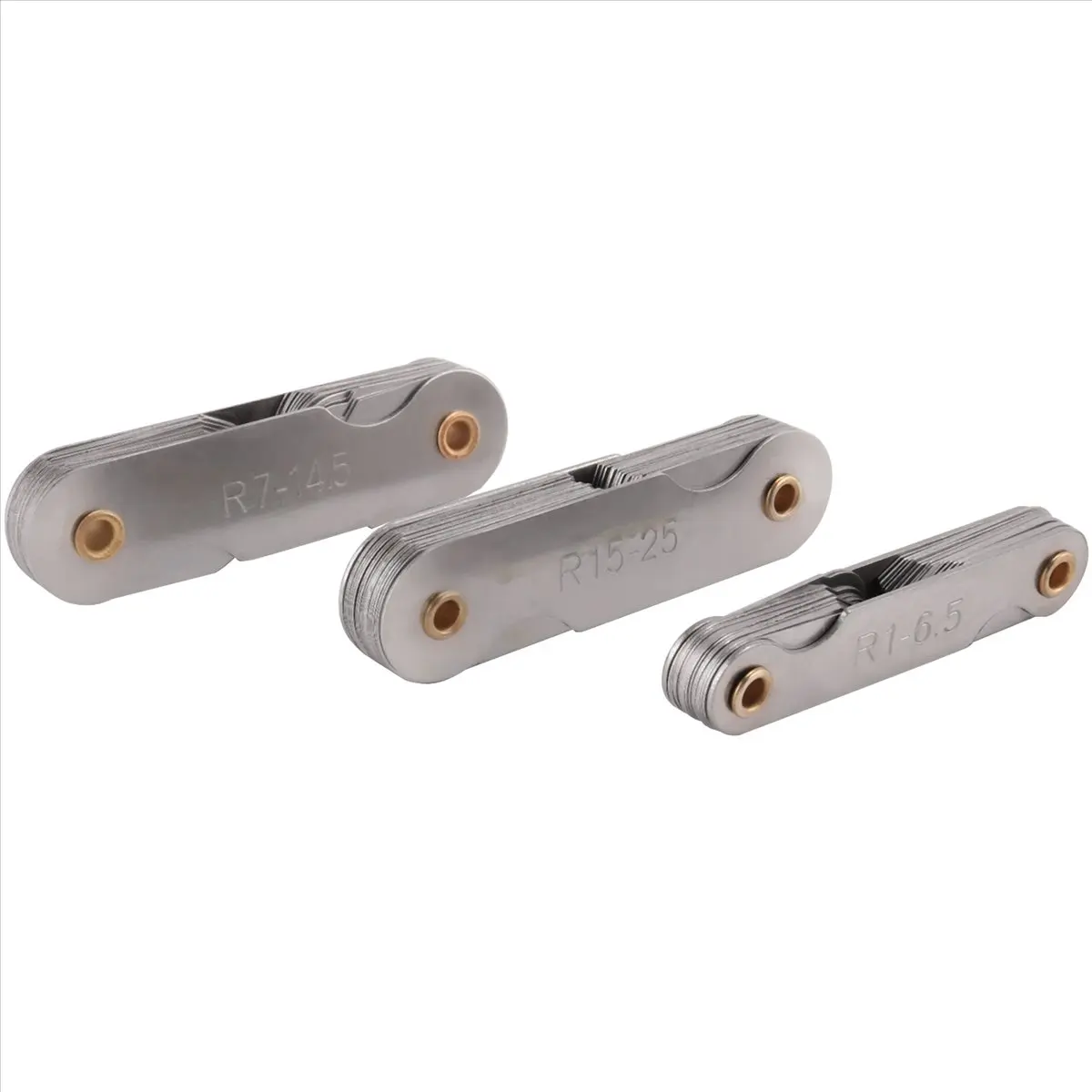 Delighted- 6 Pcs Stainless Steel Radius Gauge with Feeler Gauge Set Arc Radius Fillet Gauge and 0.04-0.88mm Space Measure Tool
