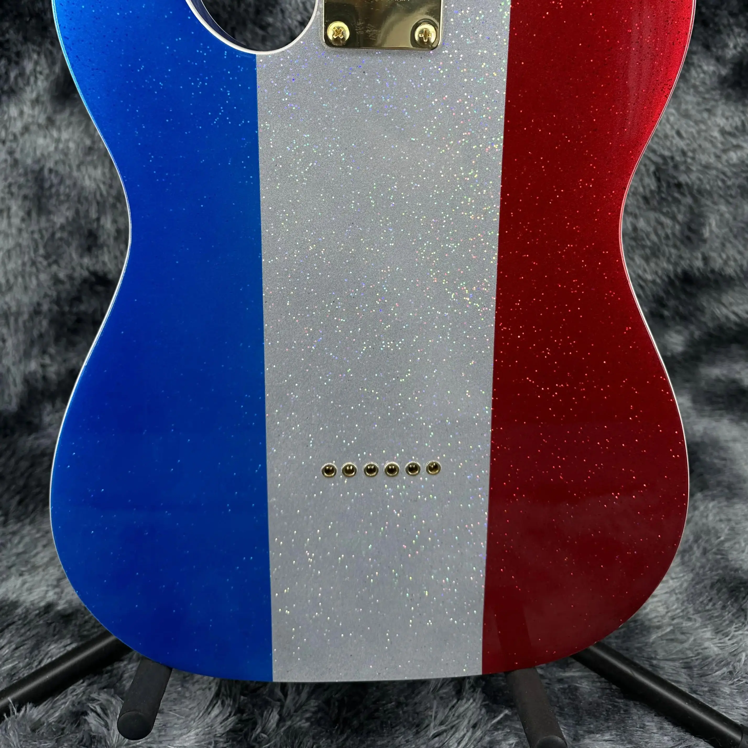 جيتار كهربائي أحمر أصفر أزرق مطلي بالذهب 6 أوتار - 22 فريت يتم شحنها من المستودع في الولايات المتحدة #2