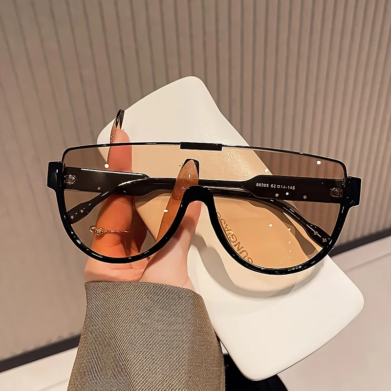 

Monoblock Semi-round Sunglasses Half Frame Outdoor Oversized Sun Glasses Designer Goggle Shades for Women and Men