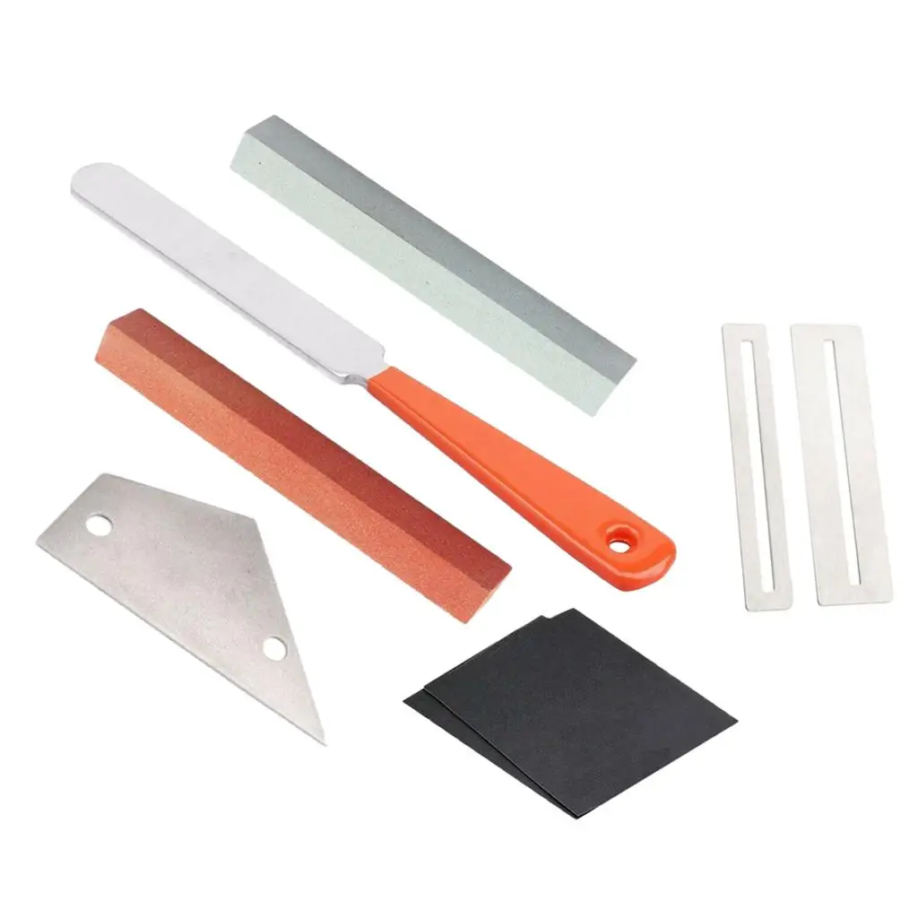 Fret Rocker Leveling+Fretboard Guards+Fret Crowning File+Polish Paper+Grinding Stone for Guitar Repair Maintenance Tools